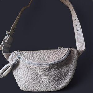 Steve Madden Quilted Beige Crossbody Belt Bag